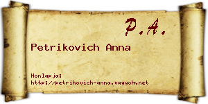 Petrikovich Anna névjegykártya